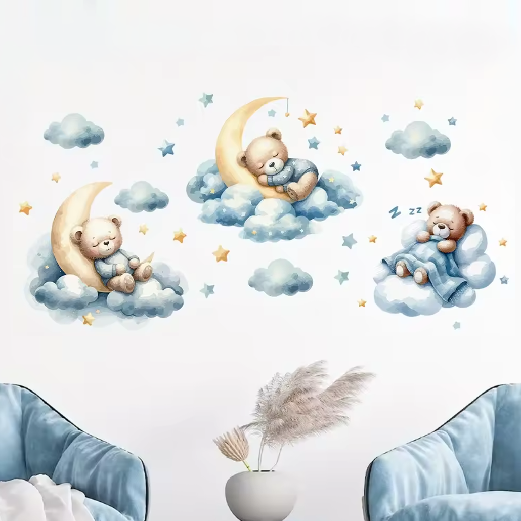 Muursticker 'Beren slapen in de Wolken'