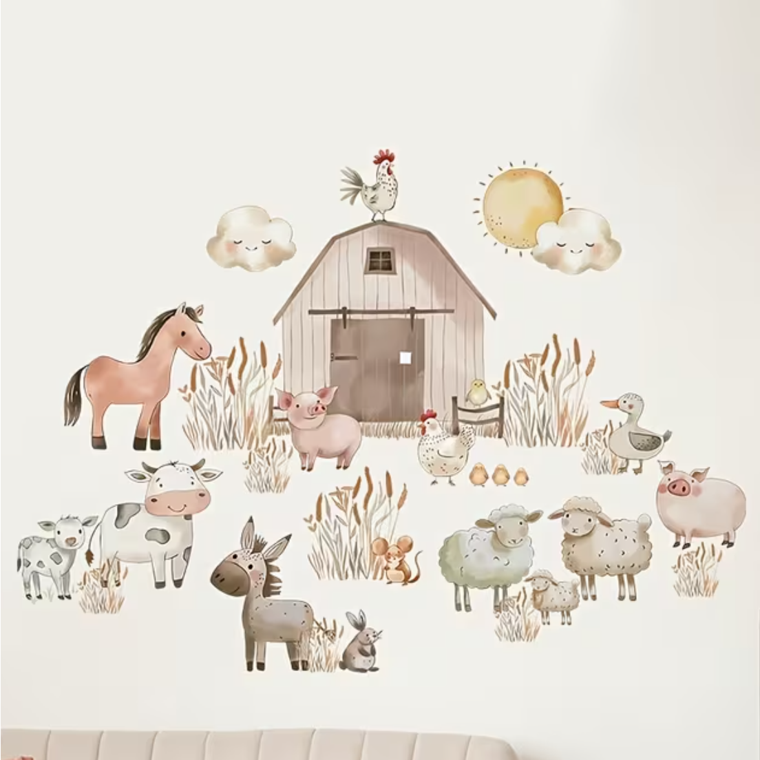 Muursticker 'Boerderij met Dieren'