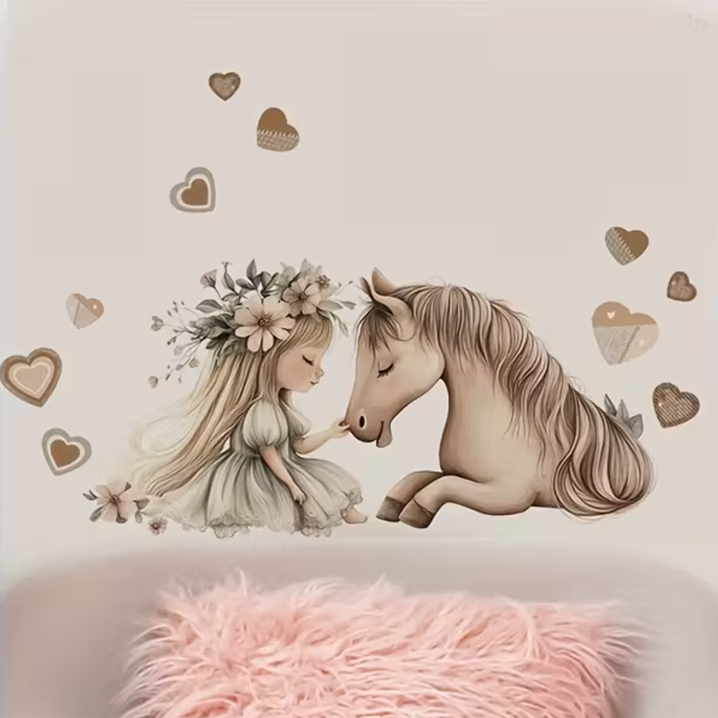 Muursticker 'Meisje met Paard'