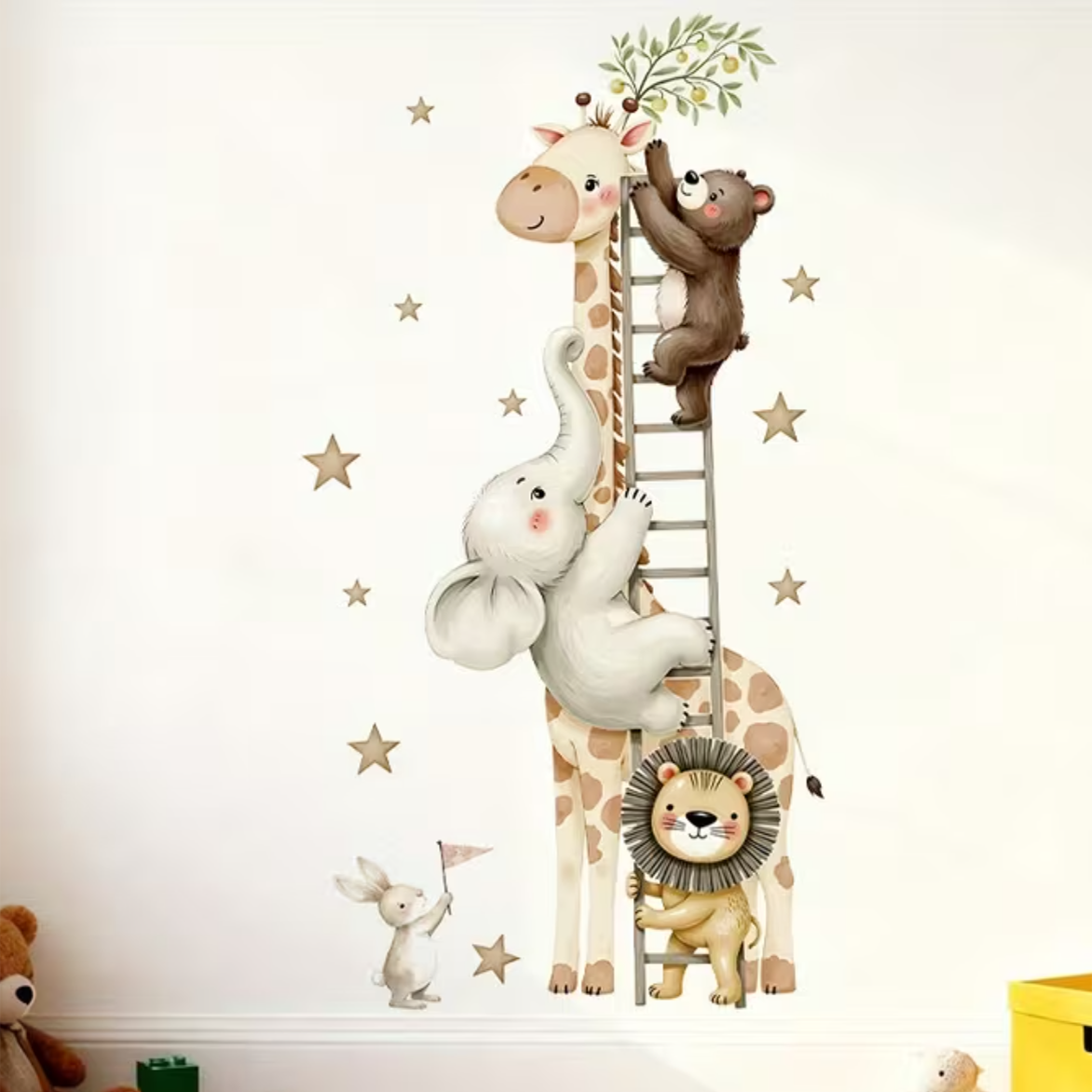 Muursticker "Dieren op een Ladder"
