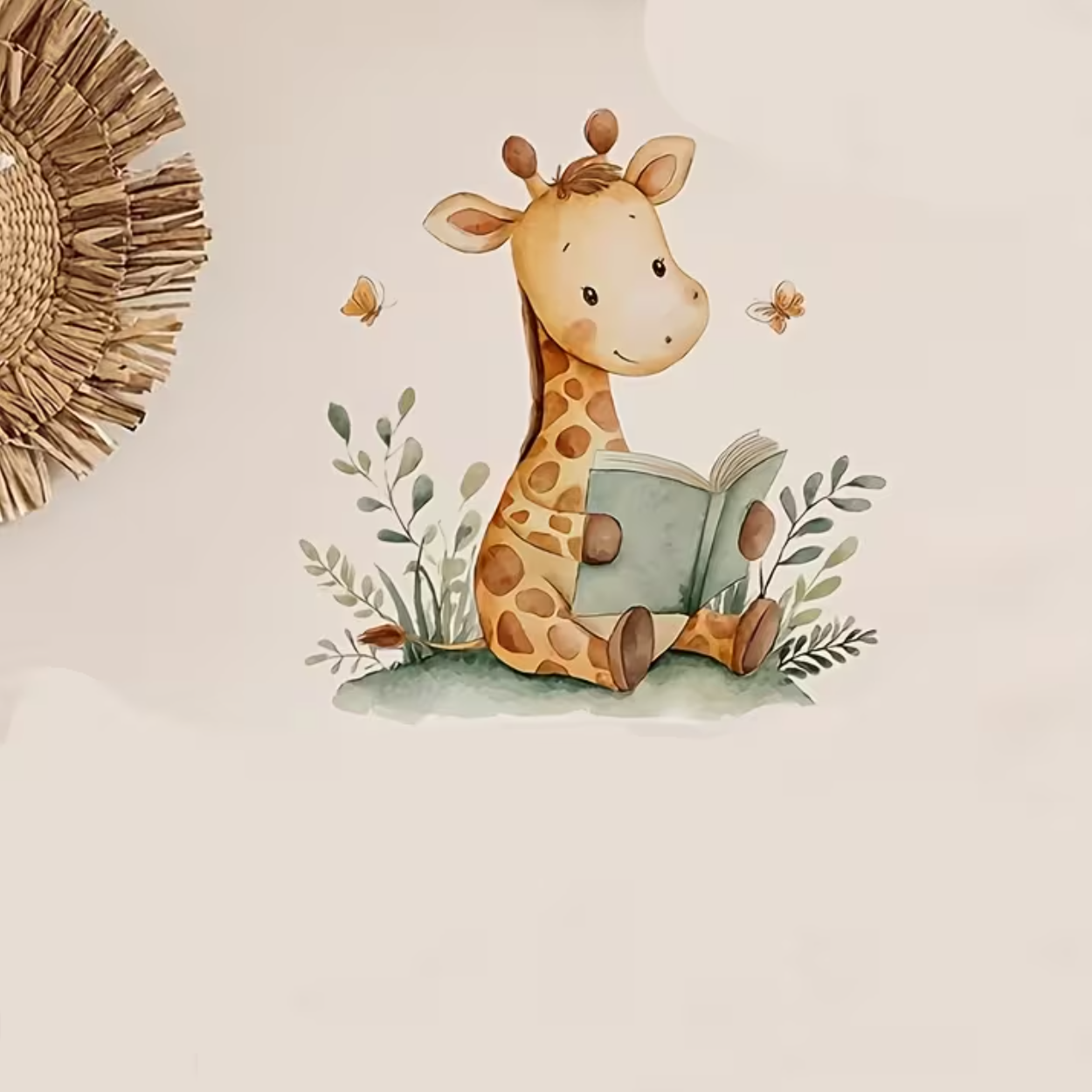 Muursticker "Giraffe met Boek"