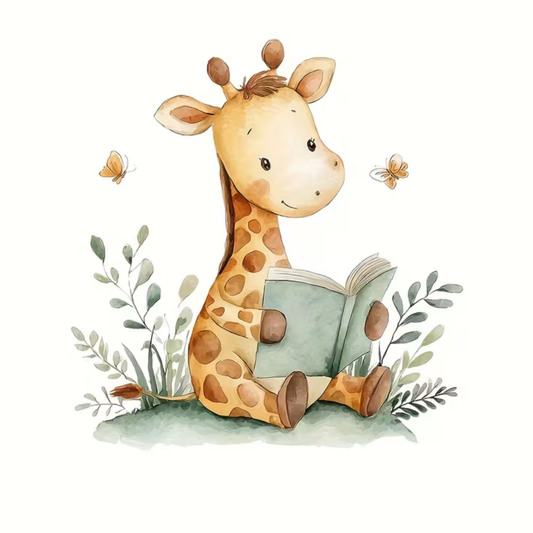 Muursticker "Giraffe met Boek"