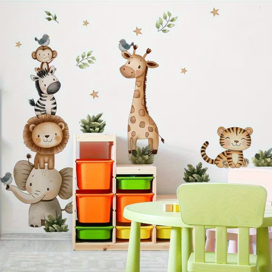 Muursticker 'Jungle Vriendjes Toren'