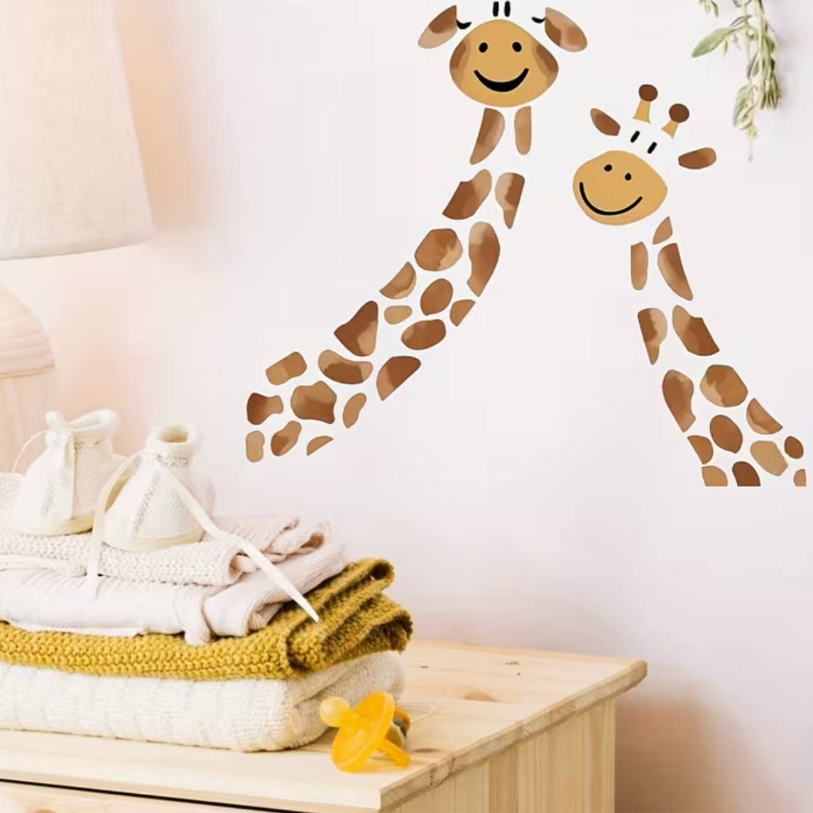 Muursticker 'Moeder en Baby Giraffe'