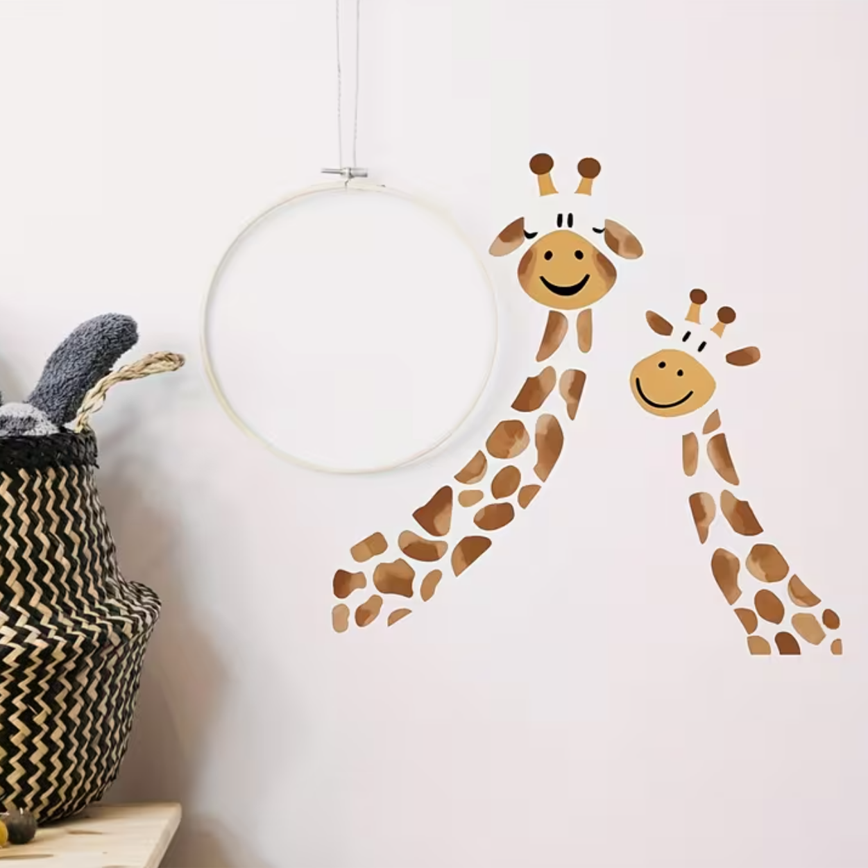Muursticker 'Moeder en Baby Giraffe'