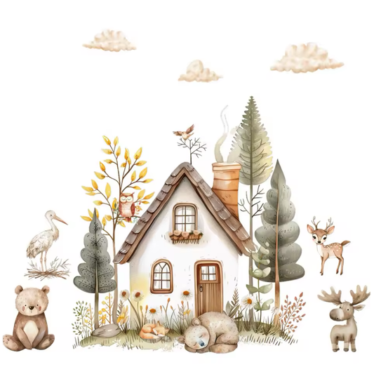 Muursticker 'Huisje in het Bos'