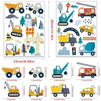 Muursticker 'Voertuigen & Verkeersborden'