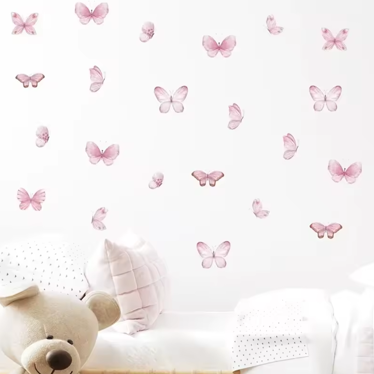 Muursticker '17 Roze Vlinders'