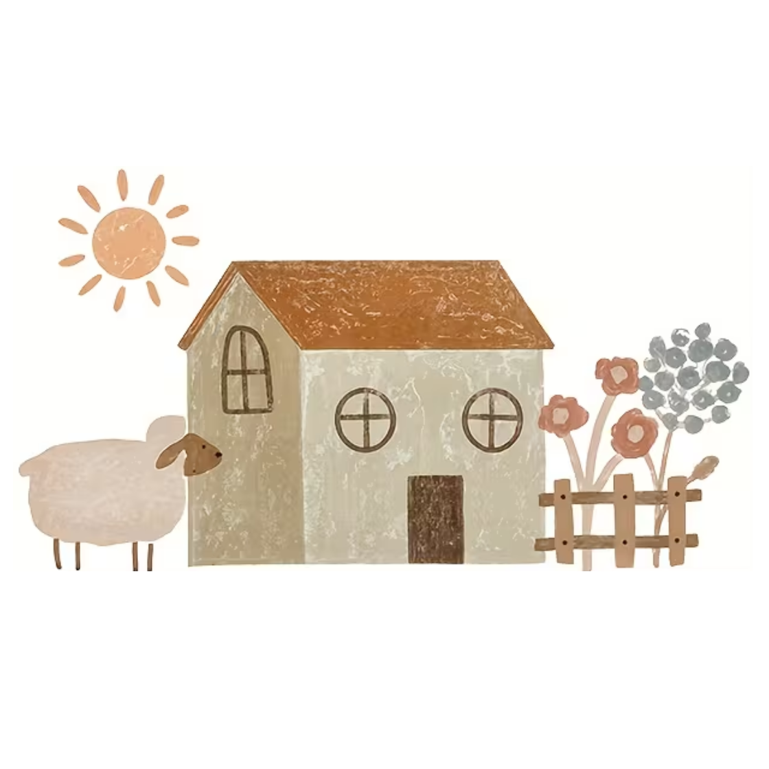 Muursticker 'Schaap en Huisje'