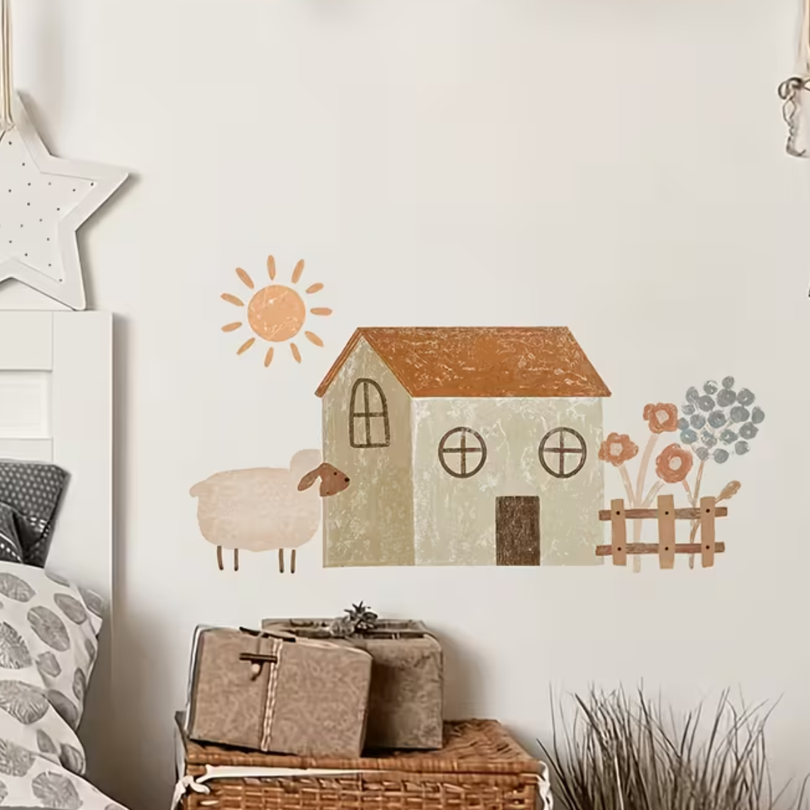 Muursticker 'Schaap en Huisje'