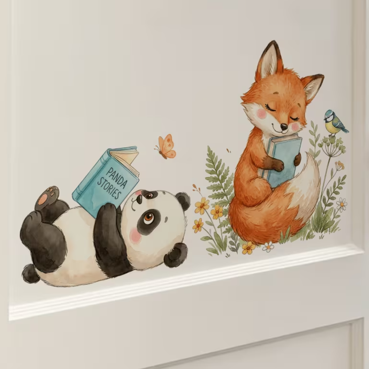 Muursticker 'Panda en Vos"