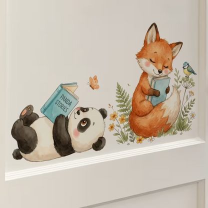 Muursticker 'Panda en Vos"