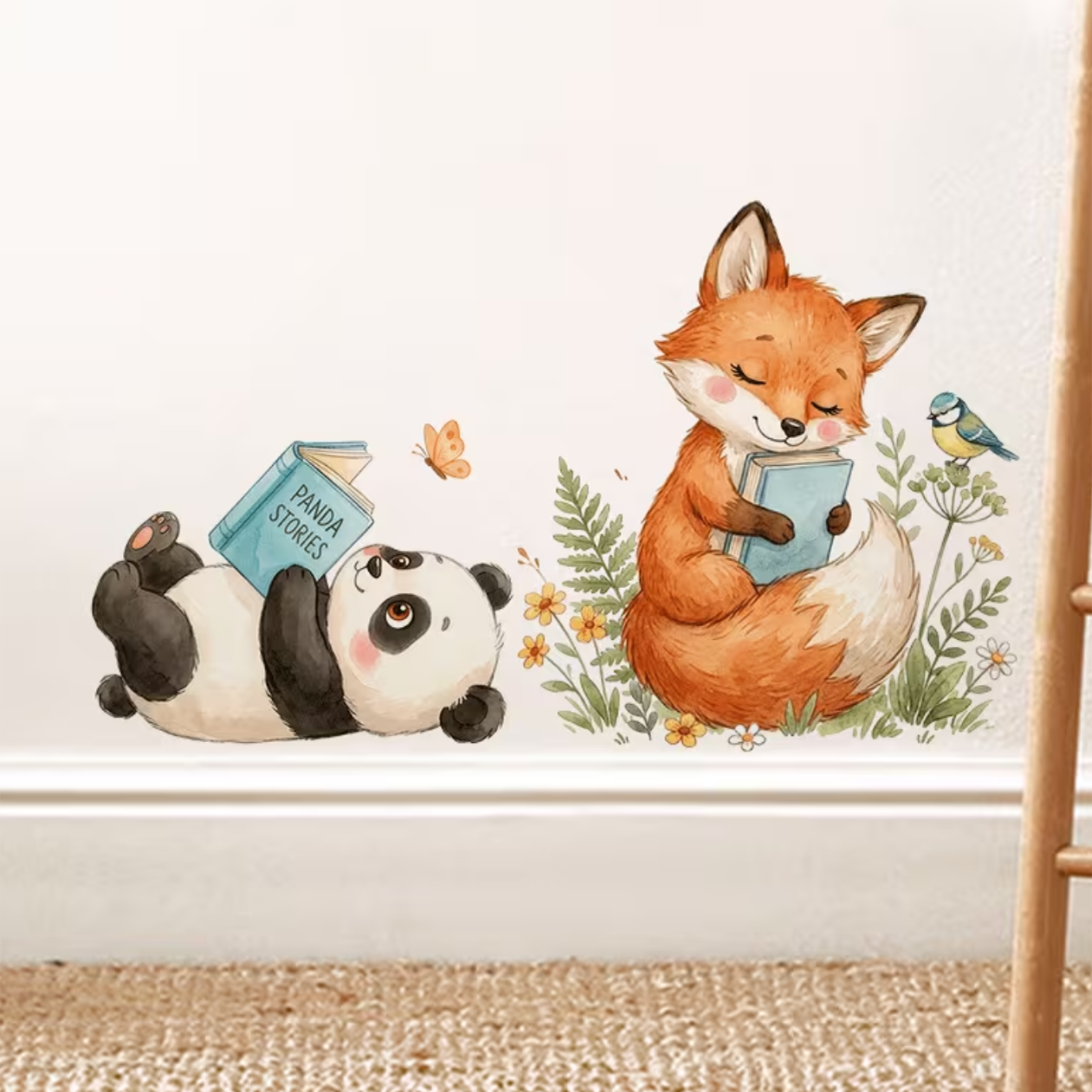 Muursticker 'Panda en Vos"