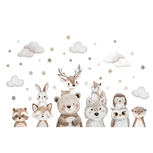 Muursticker 'Beige en Bruine Dieren'