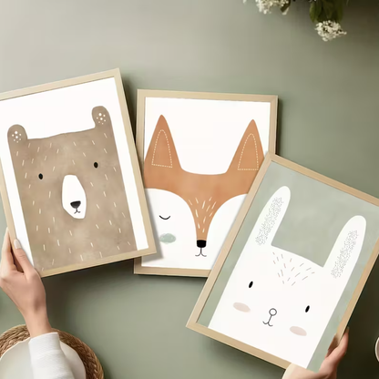 Set van 3 Canvas Dieren Posters
