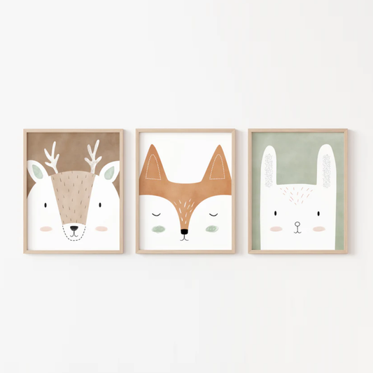 Set van 3 Canvas Dieren Posters