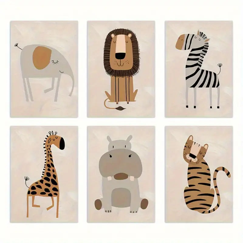 Set van 6 posters 'Afrikaanse Dieren'