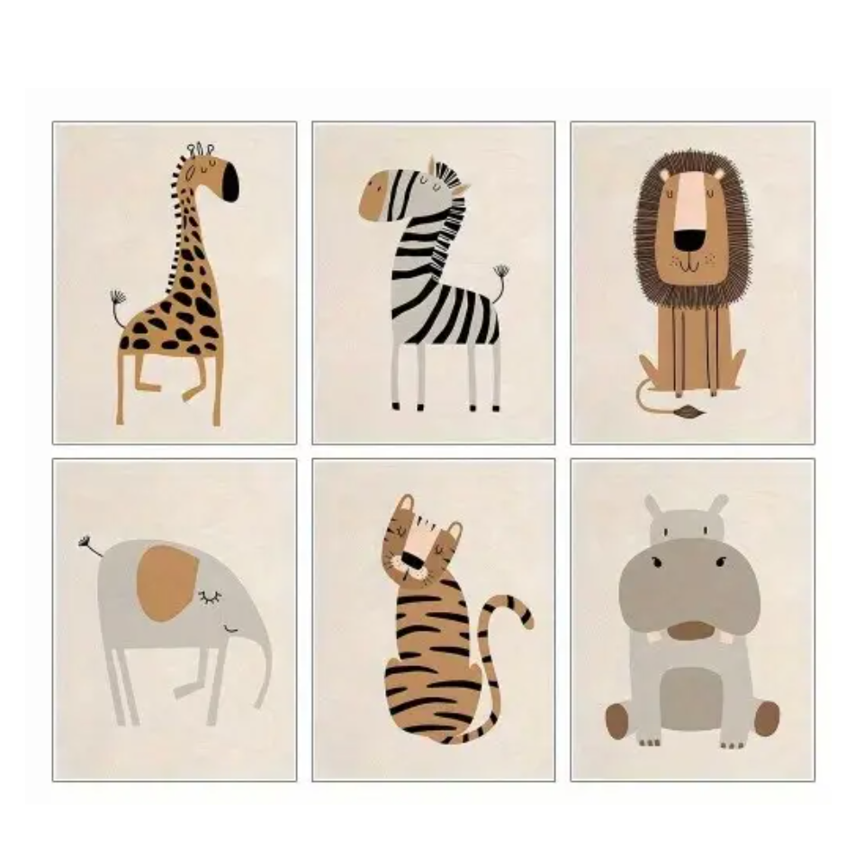 Set: 6 Canvas 'Afrikaanse Dieren' detail