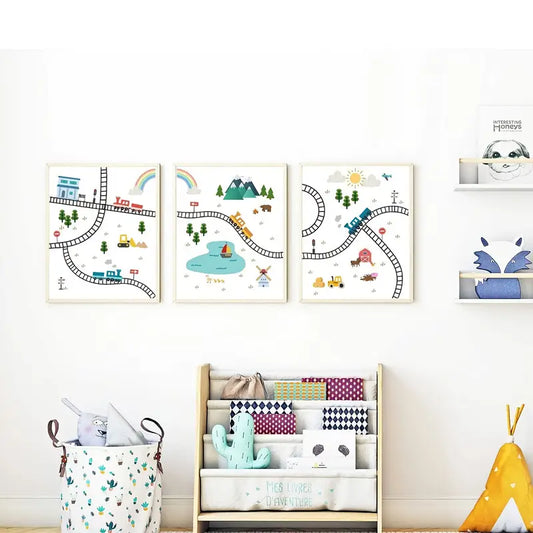 Set: 3 Canvas 'Treinspoor'
 sfeer

