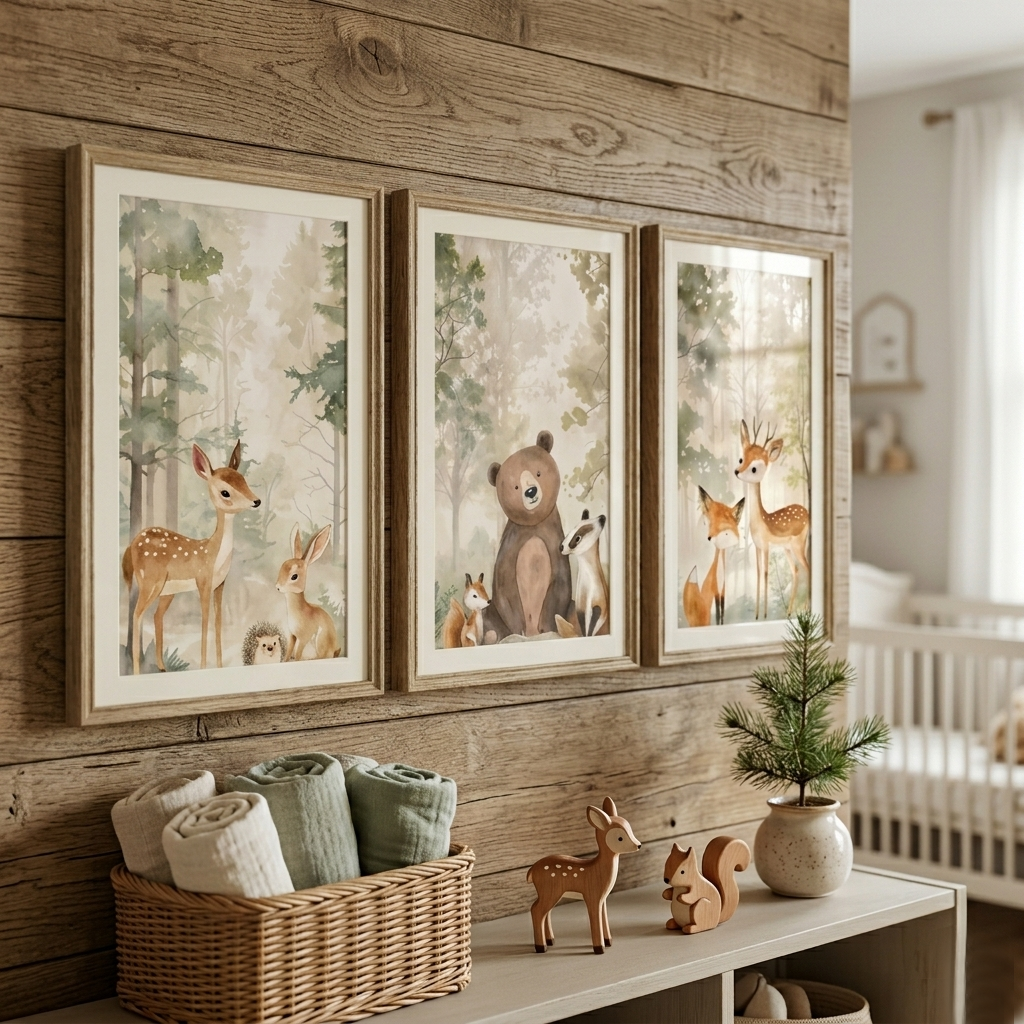 Set van 3 Canvas 'Herten, Beer & Vos'