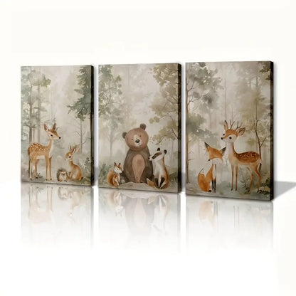 Set van 3 Canvas 'Herten, Beer & Vos'