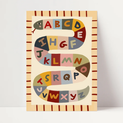 Canvas 'Gekleurde Alfabet Slang'