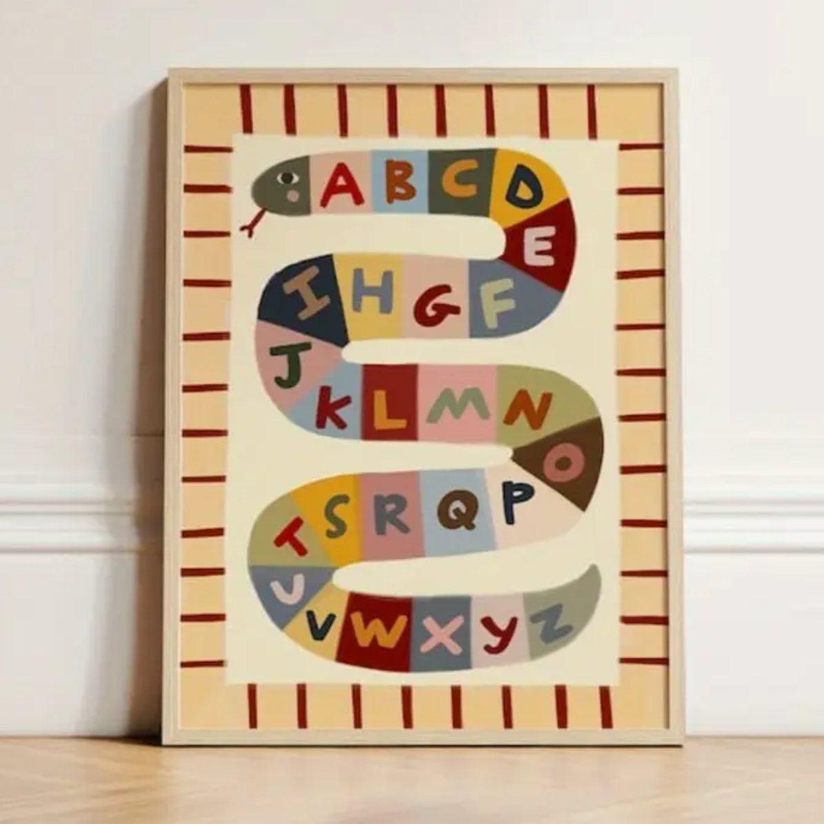 Canvas 'Gekleurde Alfabet Slang'