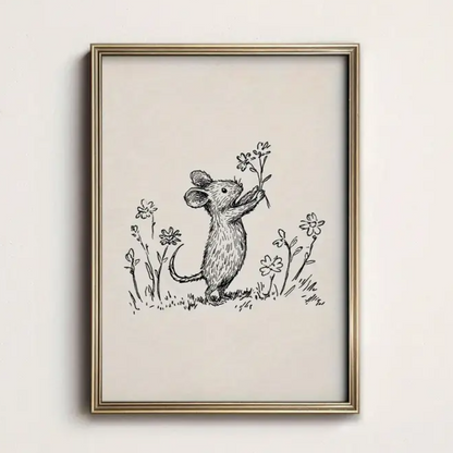 Canvas 'Muis plukt Bloemen'