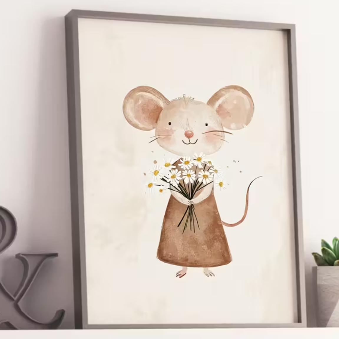 Canvas 'Muis met Boeket'