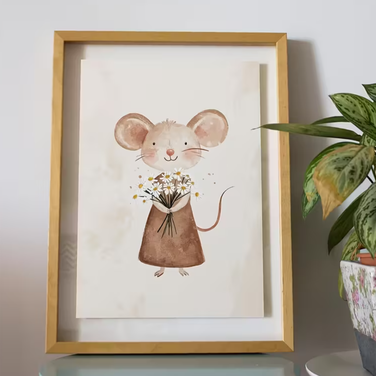 Canvas 'Muis met Boeket'