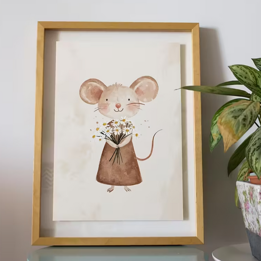 Canvas 'Muis met Boeket'