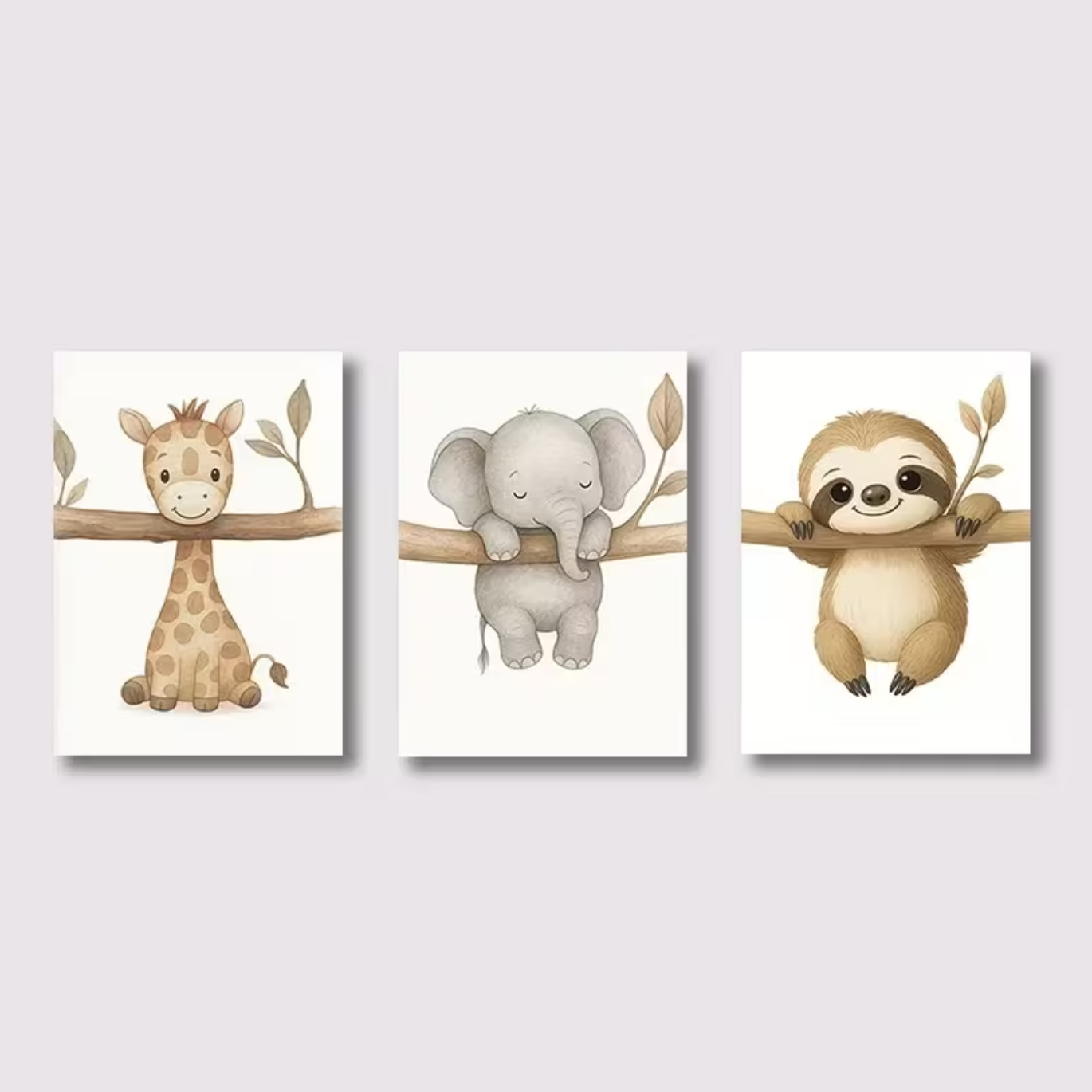 Set van 3 Canvas 'Hangende Dieren'