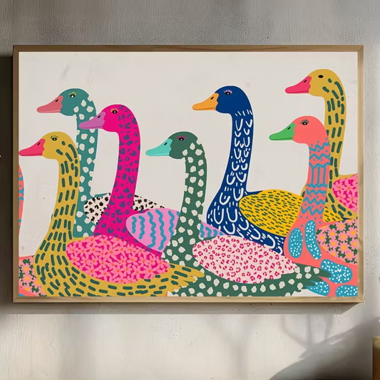 Canvas 'Kleurrijke Ganzen'
