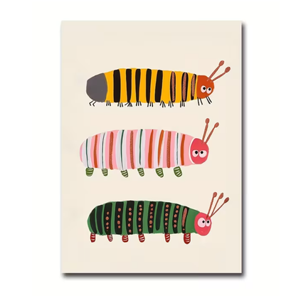 Canvas 'Kleurrijke Rupsen'