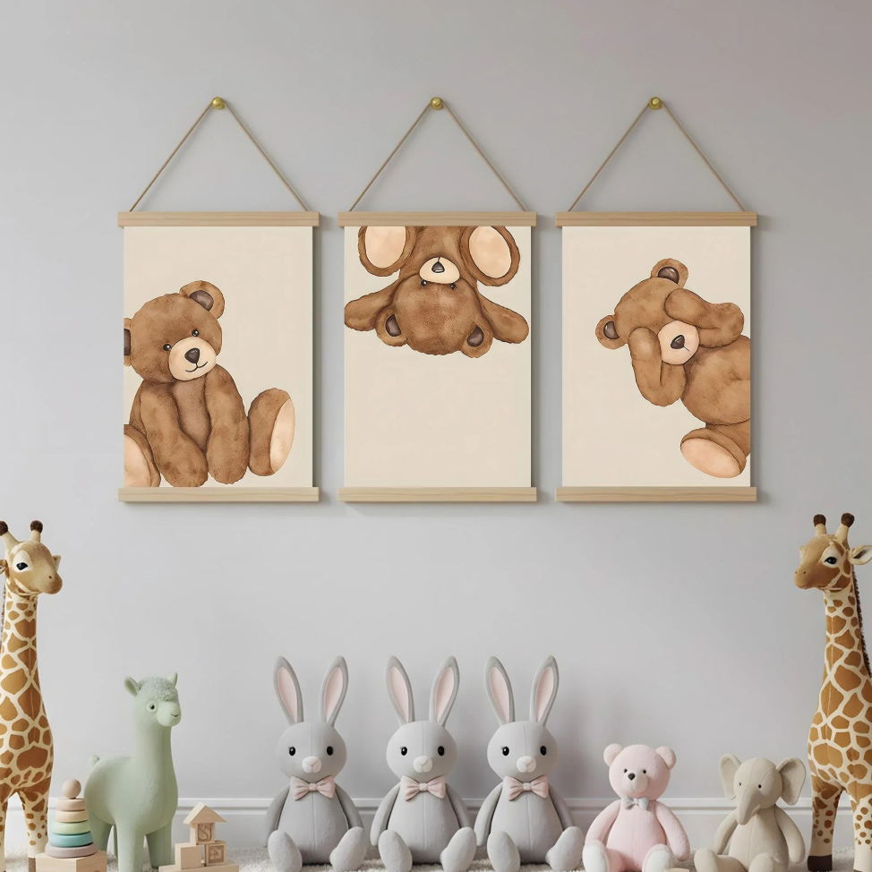 Set van 3 Canvas 'Teddyberen'