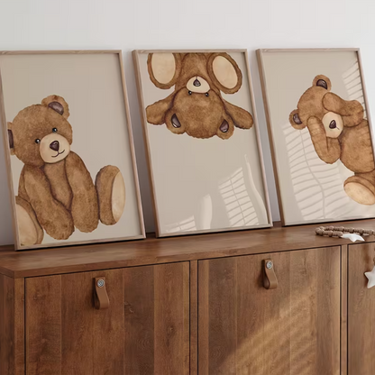 Set van 3 Canvas 'Teddyberen'