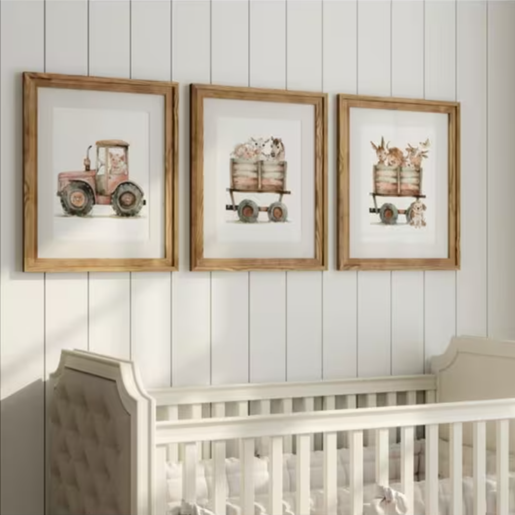 Set van 3 Canvas 'Trekker met Boerderijdieren'