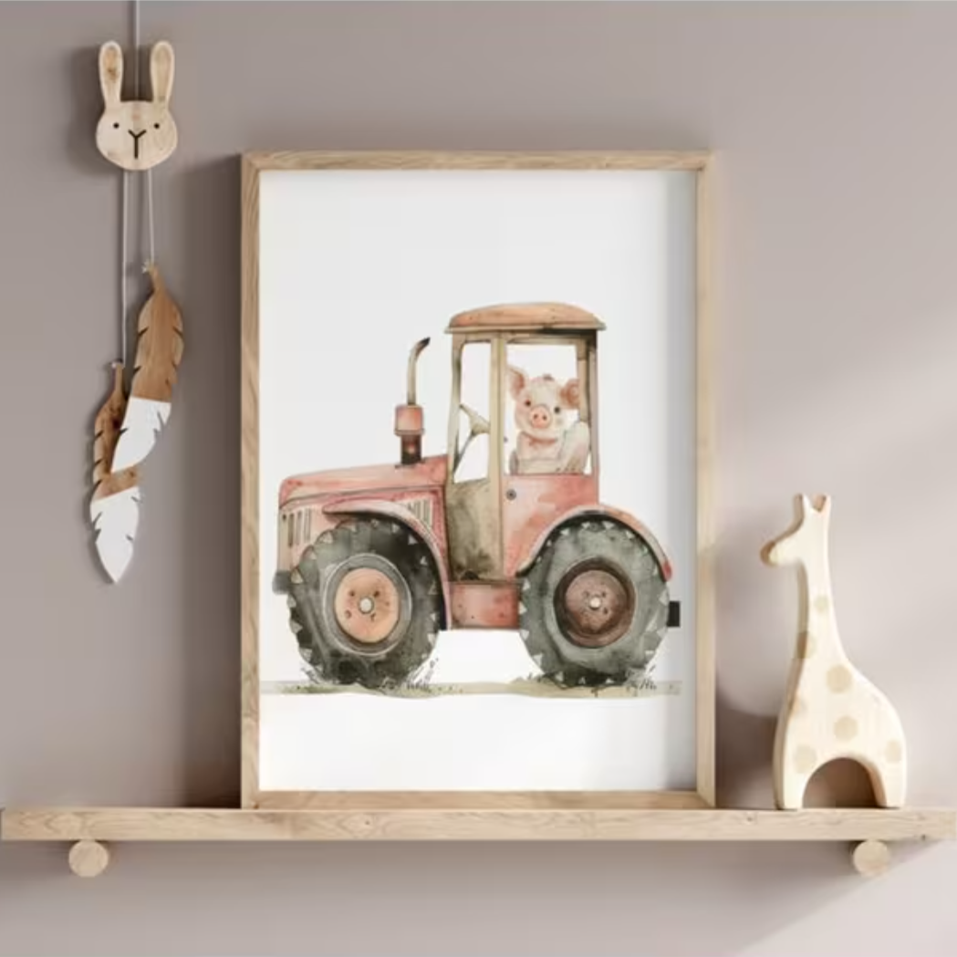 Set van 3 Canvas 'Trekker met Boerderijdieren'