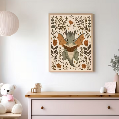 Canvas Poster 'Lezende Draak'