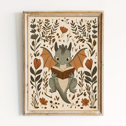 Canvas Poster 'Lezende Draak'