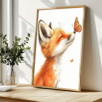 Canvas Poster 'Vosje met Vlinder'