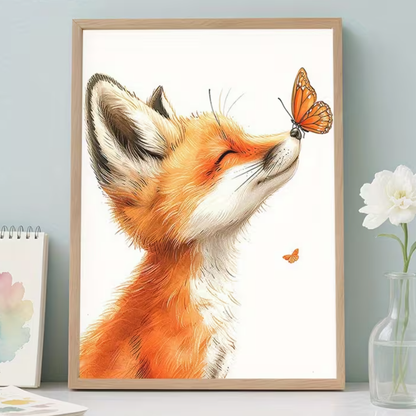 Canvas Poster 'Vosje met Vlinder'