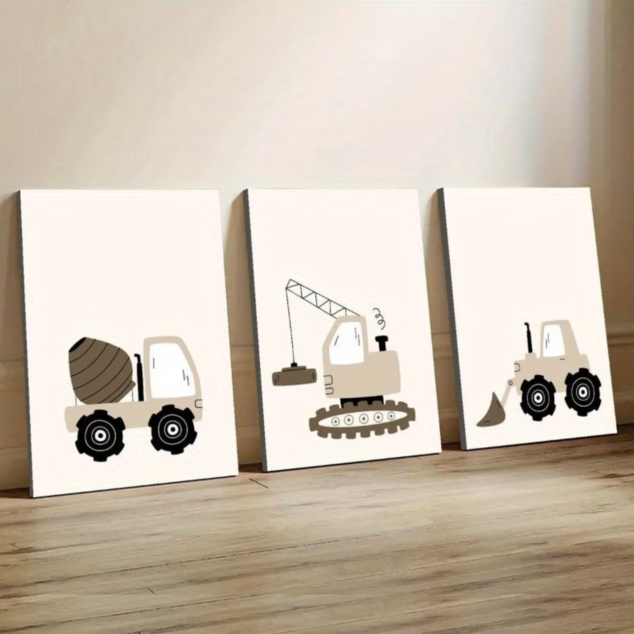 Set van 3 Canvas 'Constructie Voertuigen'