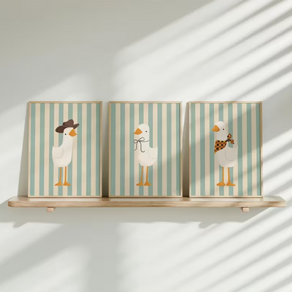 Set van 3 Canvas 'Grappige Ganzen'