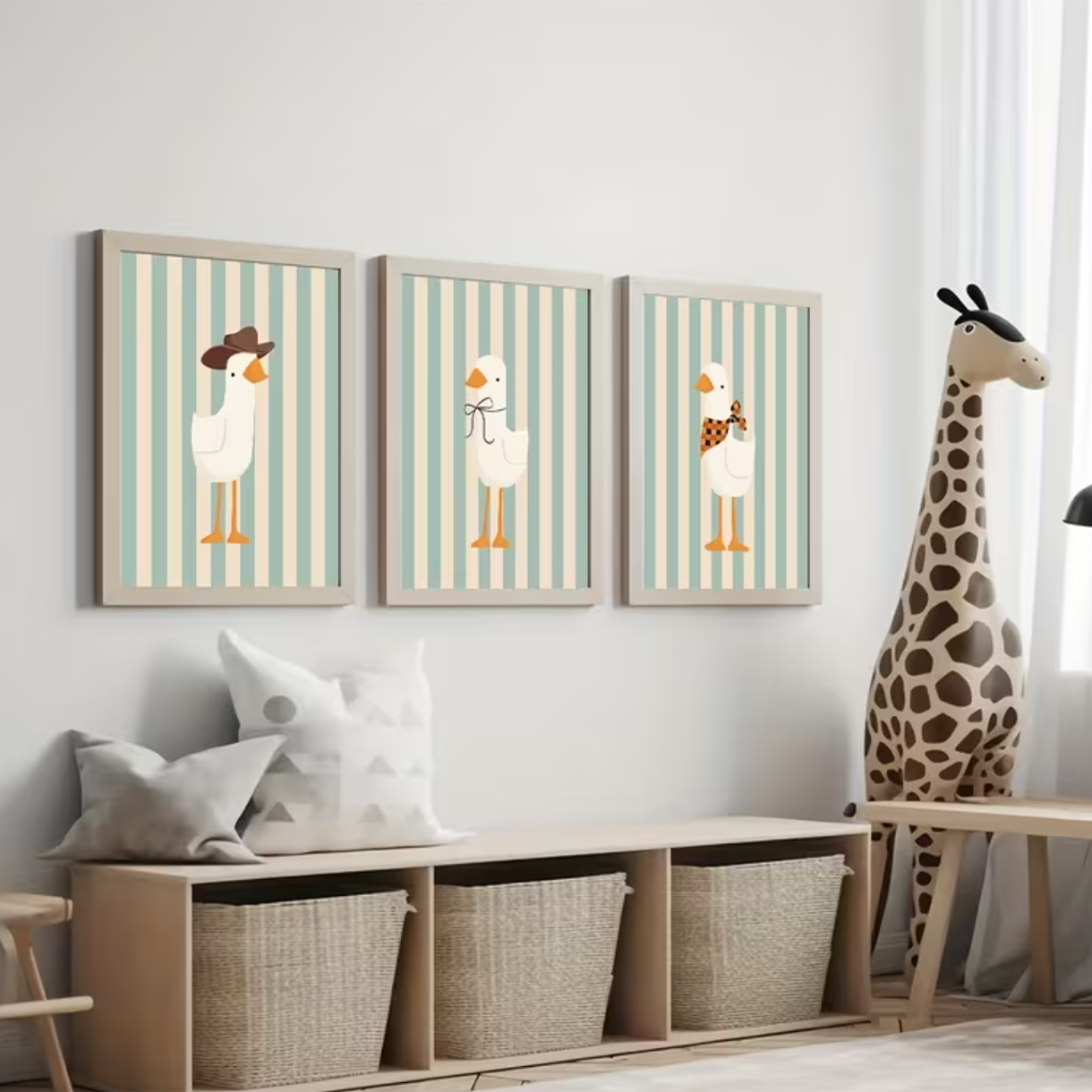 Set van 3 Canvas 'Grappige Ganzen'