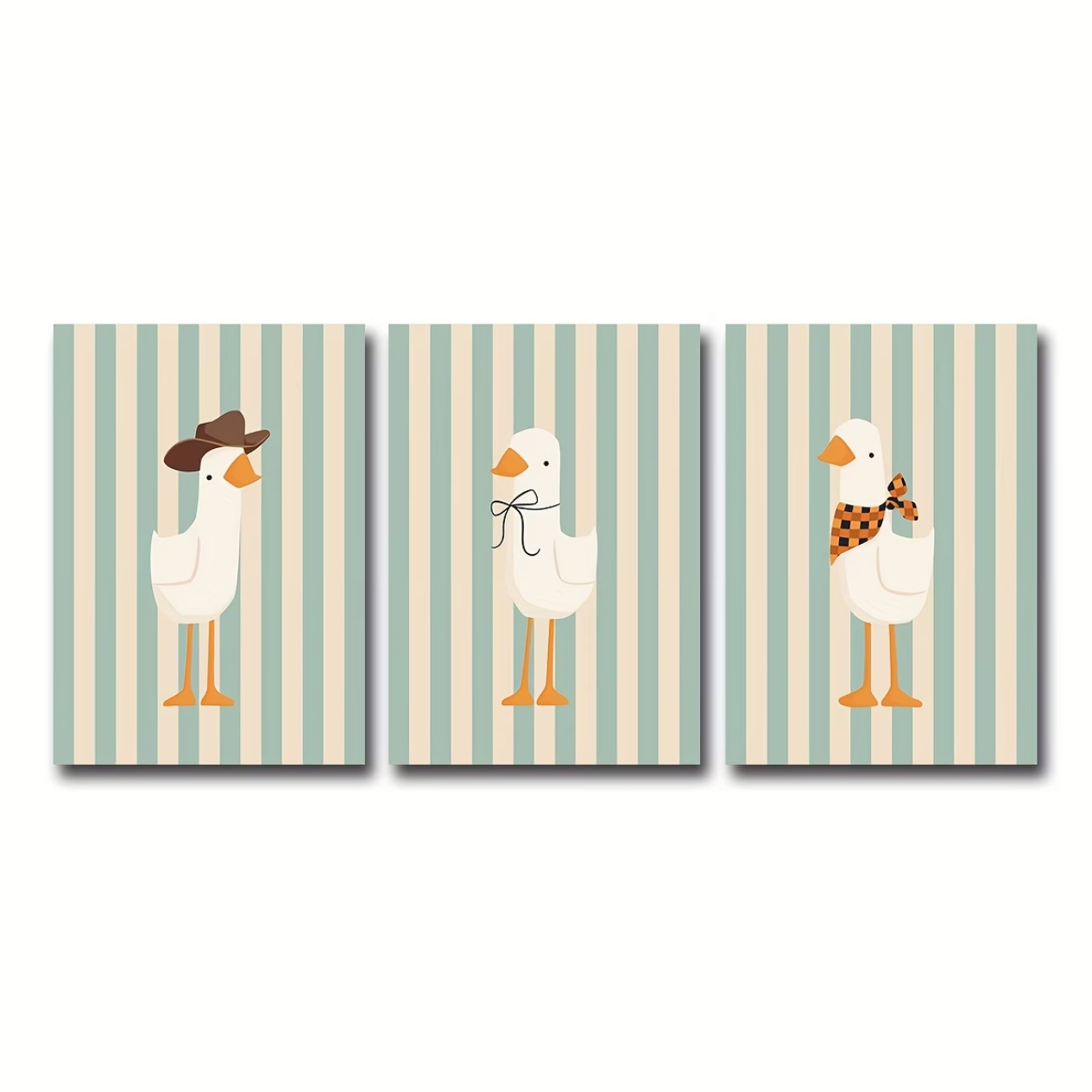 Set van 3 Canvas 'Grappige Ganzen'