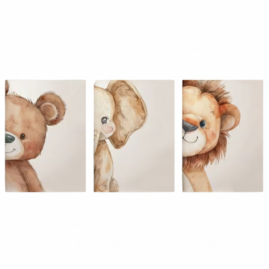 Set van 3 Canvas 'Halve Knuffeldieren'