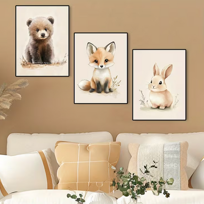 Set van 3 Canvas 'Beer, Vos & Konijn'