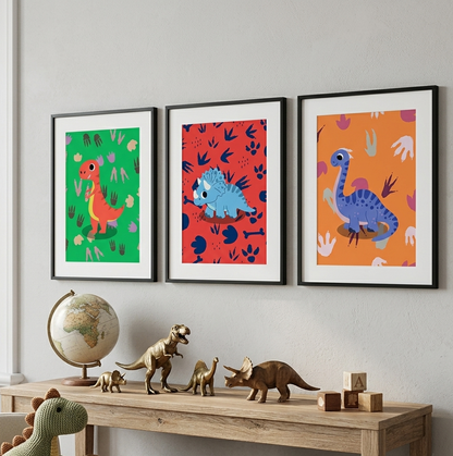 Set van 3 Canvas 'Dino Vriendjes'