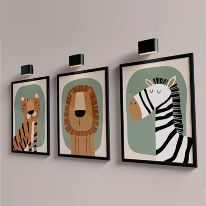 Set van 3 Canvas 'Tijger, Leeuw & Zebra'